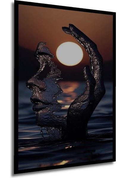 Su Damlası Yüz Modern Soyut Sanat Ahşap Dekoratif Tablo Dikdörtgen Tablo