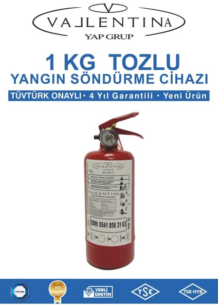 1 kg Yangın Söndürme Cihazı(Tüvtürk Onaylı)