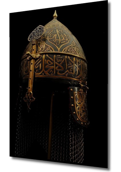 Osmanlı Sanatı Altın Varaklı Miğfer Ahşap Dekoratif Tablo Dikdörtgen Tablo modelleri