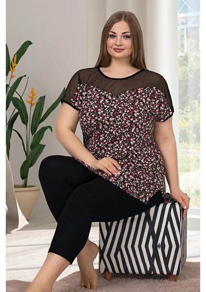 Lady Kısa Kollu Büyük Beden Kapri Pijama Takımı fiyatları