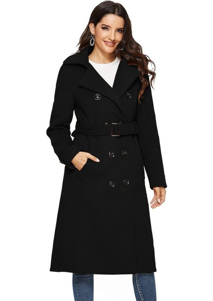 Aksesuarlı Kaşe Kaban Kemer Detaylı indirimleri