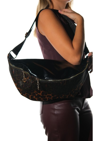 Venta Siyah-Siyah Sarı Desenli Kadın Büyük Bel Çantası fiyatları
