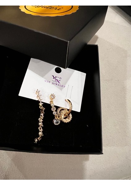 Çelik Altın Kaplama Çoklu Küpe