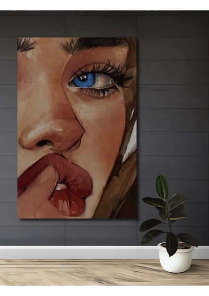 Mona Lisa Suluboya Görünümlü Ahşap Dekoratif Tablo Dikdörtgen Tablo