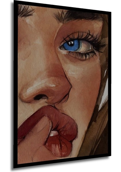 Mona Lisa Suluboya Görünümlü Ahşap Dekoratif Tablo Dikdörtgen Tablo indirimleri