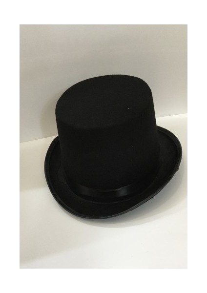 Yetişkinler Için Siyah Renk Ringmaster Sihirbaz Şapkası Fötr Şapka 15 cm modelleri