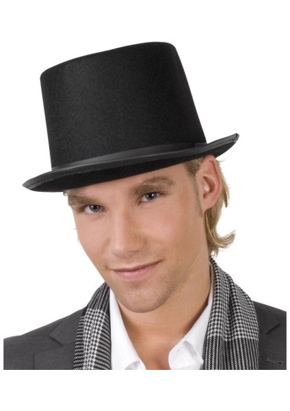 Yetişkinler Için Siyah Renk Ringmaster Sihirbaz Şapkası Fötr Şapka 15 cm fırsatları