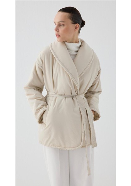 Kuşaklı Şişme Mont Kadın modelleri