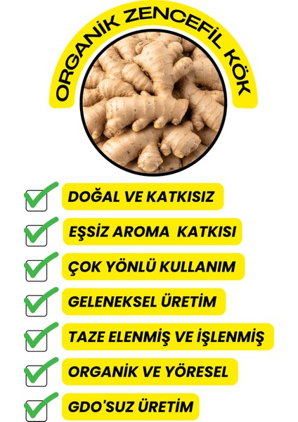 Zencefil Kök - ( Doğal Kurutulmuş, Elenmiş, Katkısız ) 250GR fırsatları