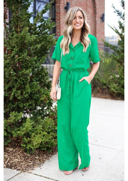 Keten Günlük Yeşil Tulum modelleri