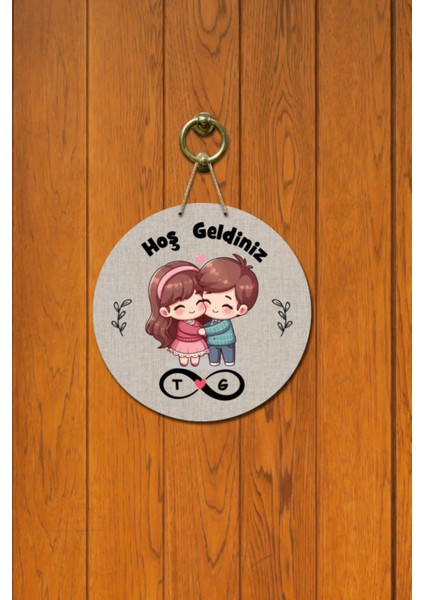 Kapı Süsü Hoş Gedliniz Yazılı Tatlı Çift Ahşap Baskı Kişiye Özel Tasarım fiyatları