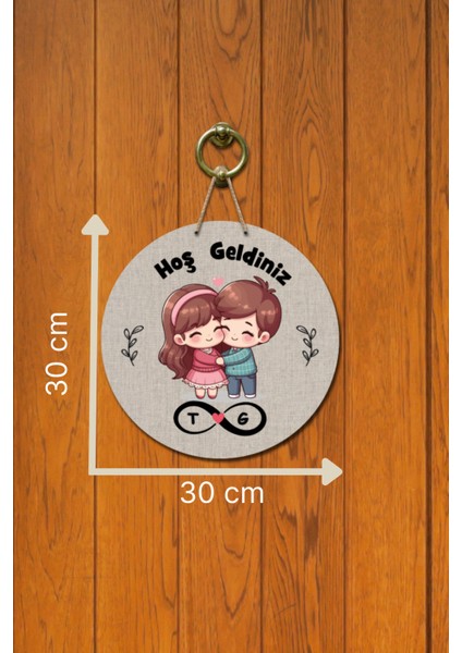 Kapı Süsü Hoş Gedliniz Yazılı Tatlı Çift Ahşap Baskı Kişiye Özel Tasarım fırsatları