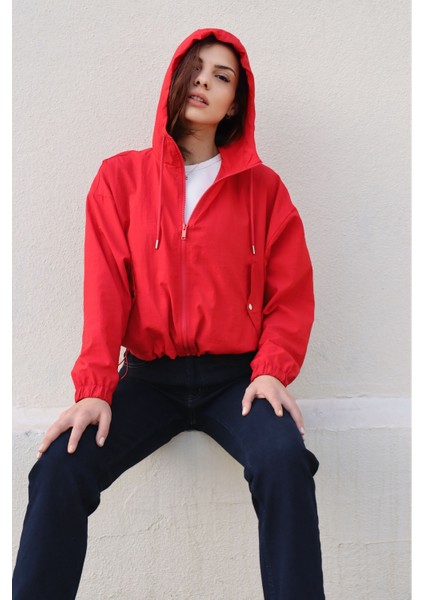 Kadın Oversize Ceket-Yağmurluk-Kırmızı modelleri