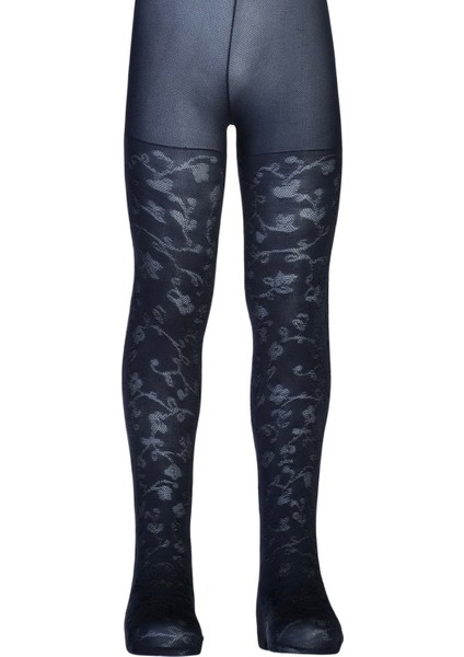 Menekşe Desenli Mikro Çocuk Külotlu Çorap