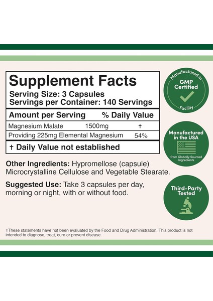 Magnesium Malate 1,500MG 420 Caps fiyatları