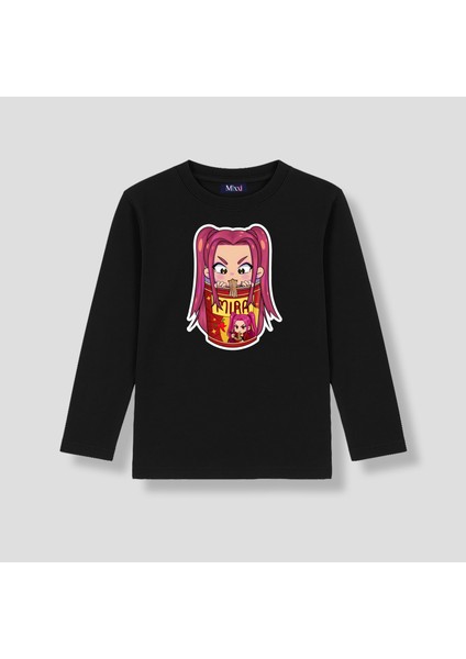 Kpop Demon Hunters Huntrix Mira Uzun Kollu Baskılı Kız Çocuk Tişört (4-13 Yaş)