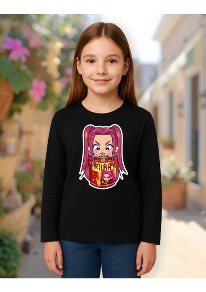 Kpop Demon Hunters Huntrix Mira Uzun Kollu Baskılı Kız Çocuk Tişört (4-13 Yaş) fiyatları