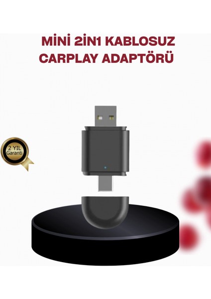Kablosuz Carplay Adaptörü – Bluetooth 5.4 ve Wi-Fi 6 Teknolojili Tak & Çalıştır Dönüştürücü