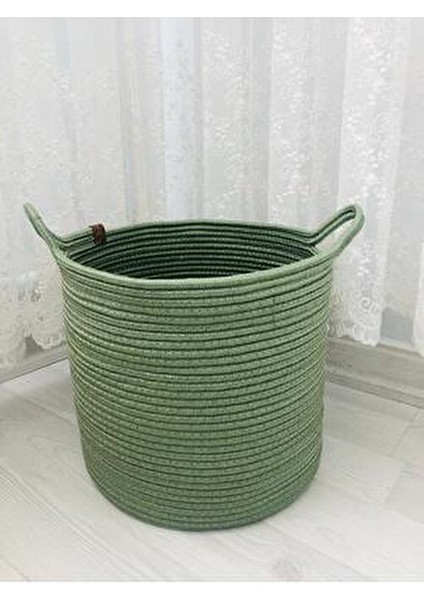 Hasır Sepet Oyuncak Sepeti Çok Amaçlı Düzenleyici Saksılık 25 x 25 Haki