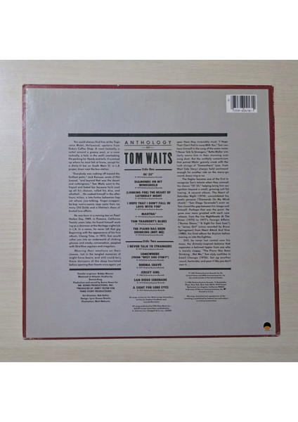 - Anthology Of Tom Waits (Best Of, Toplama) - 1985 - Dönem Baskı Plak - Longplay - Lp fiyatları