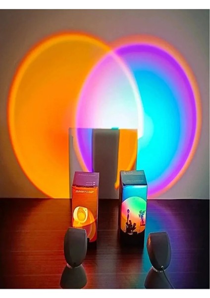Gün Batımı 16 Renkli Gökkuşağı Atmosfer Projeksiyon Lambası Fotoğraf Çekimi USB LED Işık