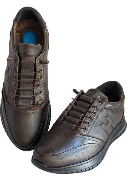 Erkek Hakiki Deri Ultra Rahat Jelli Ortapedik Kahverengi Rahat Günlük Kahverengi Erkek Spor Ayakkabı