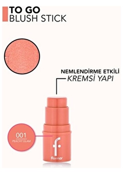 Ato Go Işıltılı & Doğal Bitişli Yoğunluğu Ayarlanabilir Kremsi Stick Allık 001 Peachy Glam