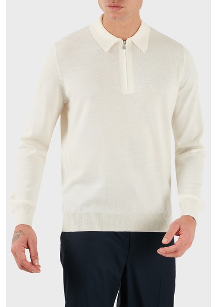 % 100 Yün Regular Fit Yarım Fermuarlı Polo Yaka Kazak Erkek Polo Yaka Kazak 55125 14290 005 modelleri