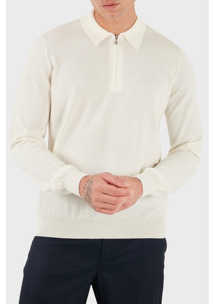 % 100 Yün Regular Fit Yarım Fermuarlı Polo Yaka Kazak Erkek Polo Yaka Kazak 55125 14290 005 fırsatları