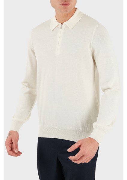 % 100 Yün Regular Fit Yarım Fermuarlı Polo Yaka Kazak Erkek Polo Yaka Kazak 55125 14290 005 indirimleri