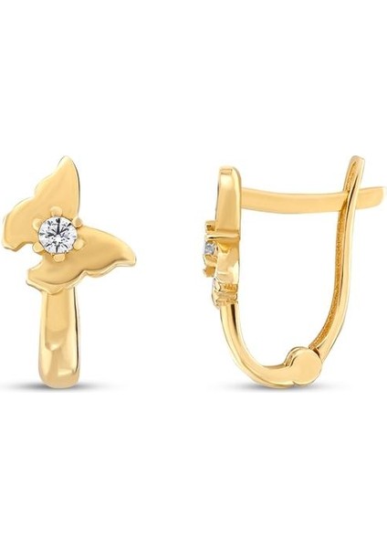 Kelebek Figürlü Altın Çocuk Küpe - 14K
