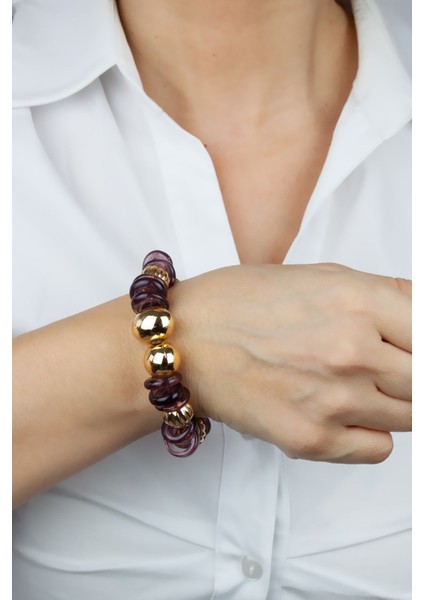 Mor Halka Murano Cam Gold Detay Bileklik fiyatları