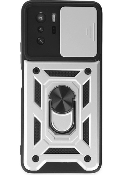 Xiaomi Poco X3 Gt Kılıf Pars Lens Yüzüklü Silikon - Gümüş (K95)