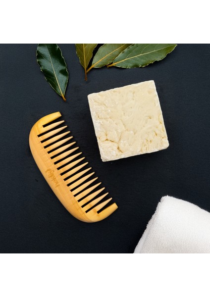 Doğal El Yapımı Geniş Dilli Şimşir Tarak + Defne Sabunu Seti