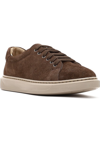 Kadın Kahverengi Bağcıklı Süet Deri Sneaker 25AFD500610