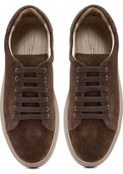 Kadın Kahverengi Bağcıklı Süet Deri Sneaker 25AFD500610