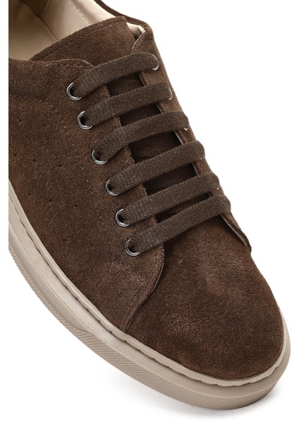 Kadın Kahverengi Bağcıklı Süet Deri Sneaker 25AFD500610