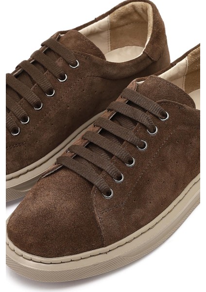 Kadın Kahverengi Bağcıklı Süet Deri Sneaker 25AFD500610