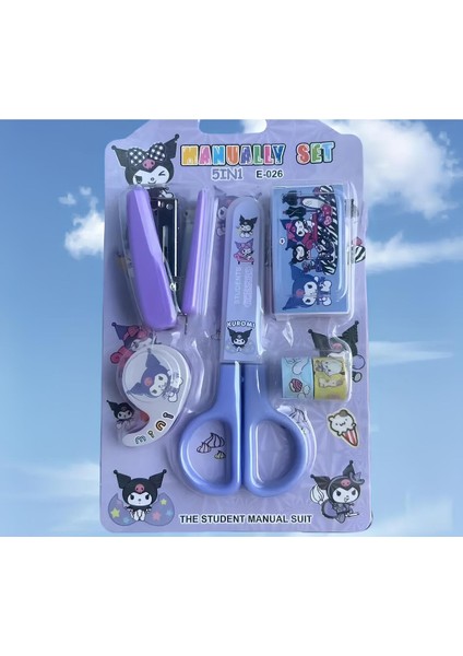 Kuromi Figürlü Zımba,makas,bant Seti AD15403