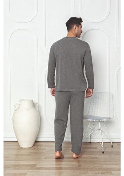 Ercan Önden Düğmeli Gri Renk Erkek Pijama Takımı modelleri