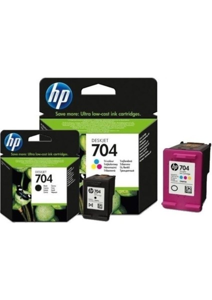 Hp Orjinal 704 Siyah CN692AE + Hp 704 Renkli CN693AE Kartuş Set