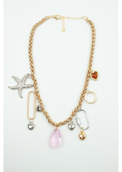 Gold Zincir Charm Kolye