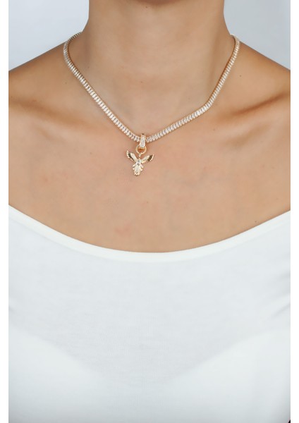 Baget Zirkon Taşlı Anka Kuş Gold Uçlu Kolye modelleri