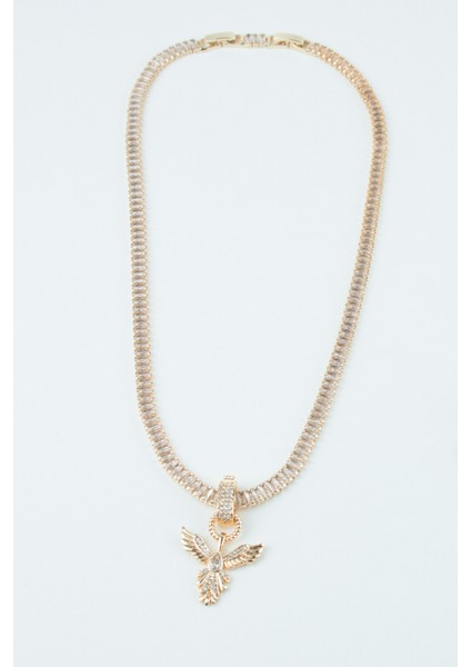 Baget Zirkon Taşlı Anka Kuş Gold Uçlu Kolye fırsatları