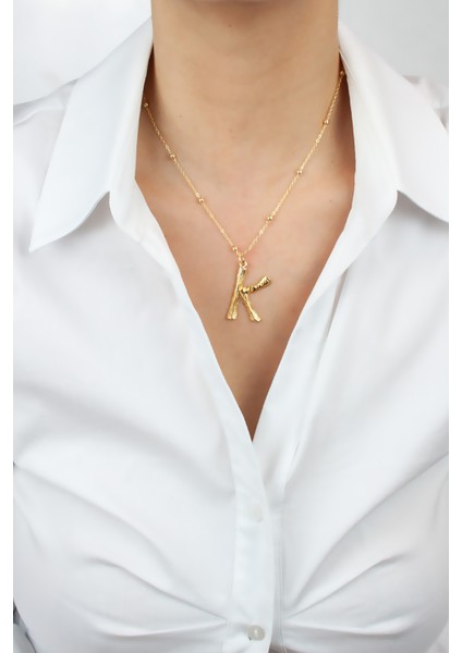 Ince Zincir Harf Kolye K Harfi