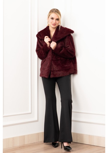 Geniş Yaka Peluş Kürk Kısa Kaban 2625 fiyatları