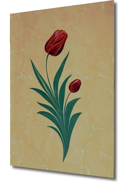 Kırmızı Lale Yağlı Boya Görünümlü Ahşap Dekoratif Tablo Dikdörtgen Tablo modelleri