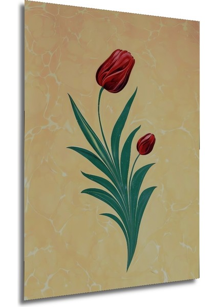 Kırmızı Lale Yağlı Boya Görünümlü Ahşap Dekoratif Tablo Dikdörtgen Tablo fırsatları