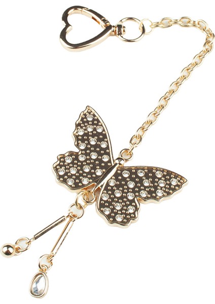 Taşlı Kelebek Figürlü Gold Anahtarlık