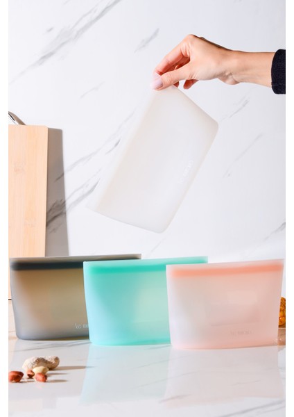 Mood Hava Sızdırmaz Kilitli Silikon Saklama Torbası 680 ml | Şeffaf